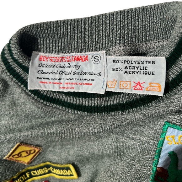 Vintage Kids 80's Boy Scouts Of Canada Official Cub Jersey With Patches Calgary - Picture 3 of 8